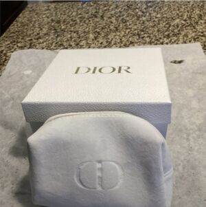 Dior-3PC Zip Pouch with Embossed Logo & Dior Ribbon - Box (White 🤍)